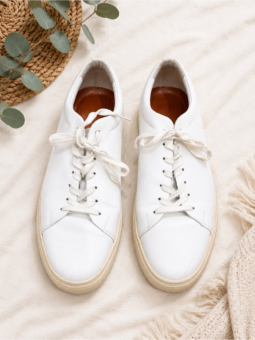 Wolf and Shepherd cruise white leather sneakers men’s 14 made in Portugal casual